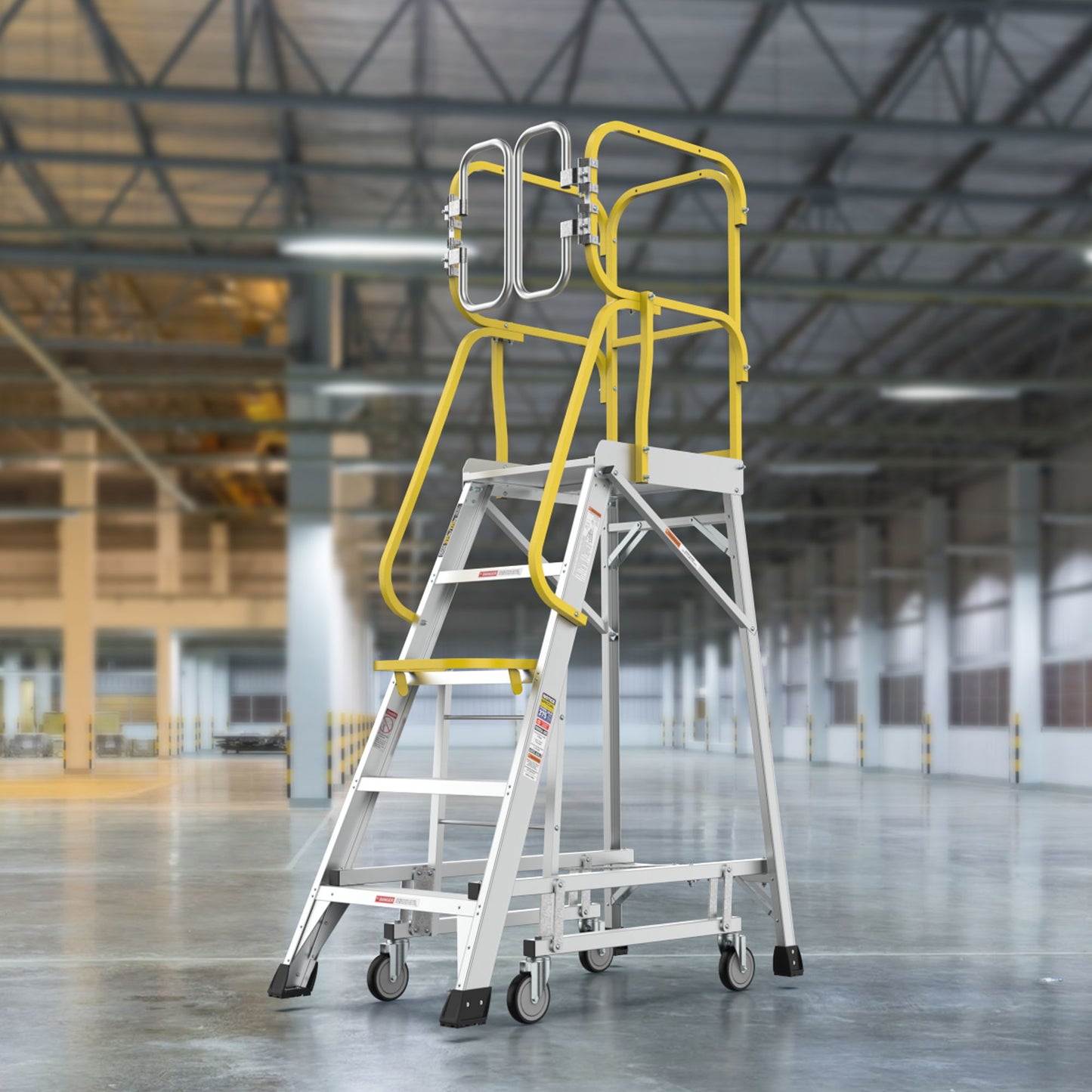Heavy Duty Aluminum Rolling Platform Ladder With Steps, 375Lbs Capacity Daily Nest