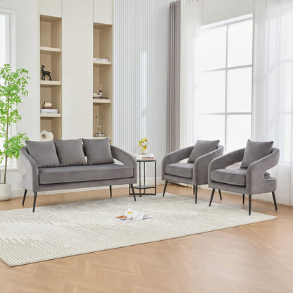 3 Piece Living Room Set, Loveseat & 2 Accent Chairs Home Essentials