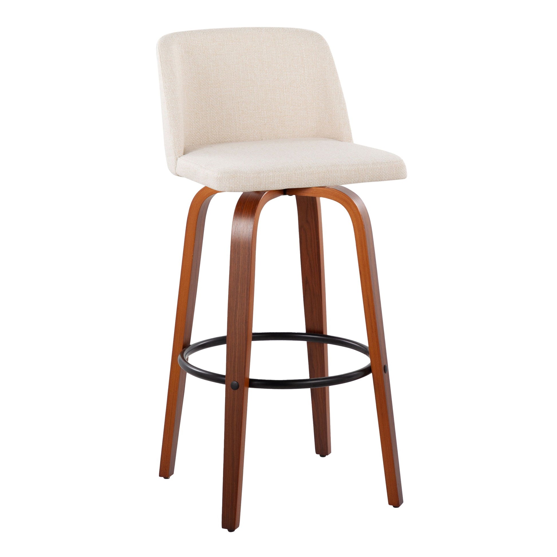 Toriano - Mid Century Modern Fixed Height Barstool Swivel And Round Footrest (Set of 2) Lumi Source
