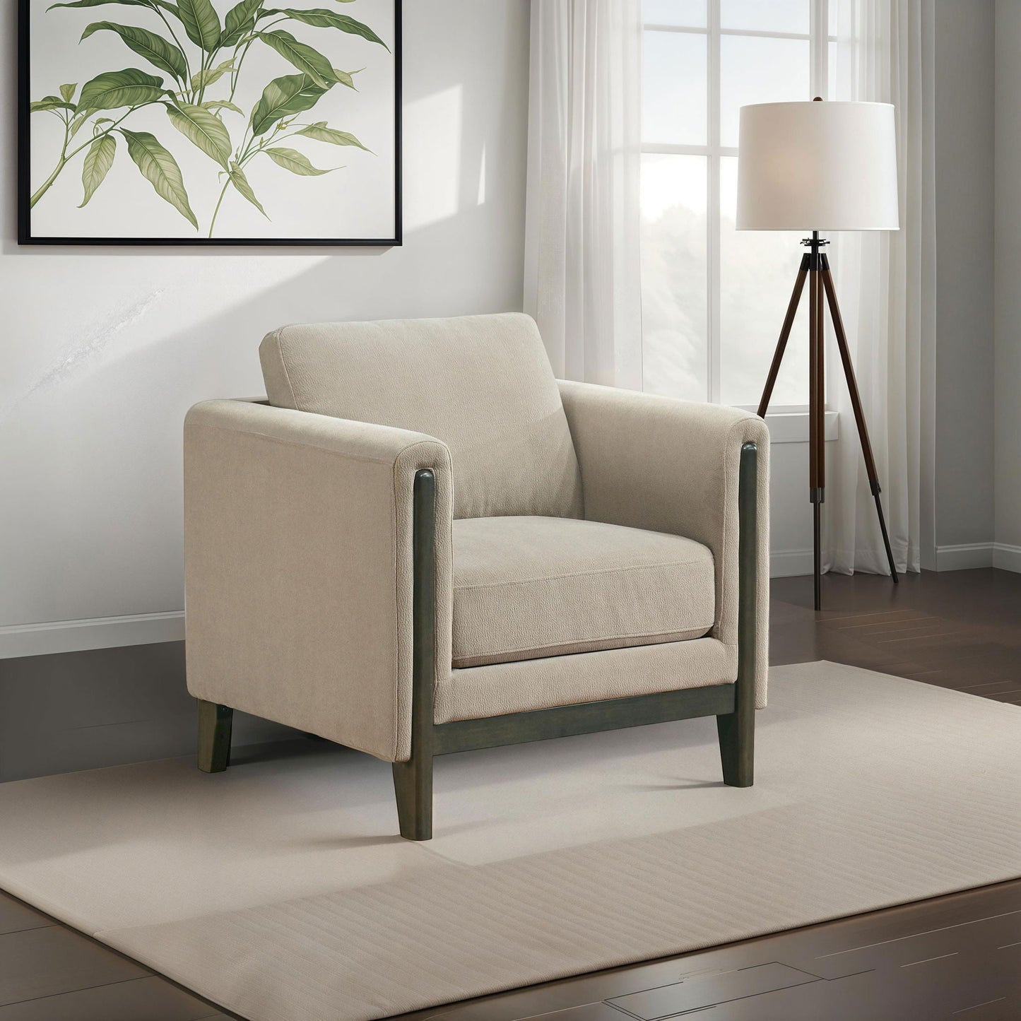 Fisher - Upholstered Panel Arm Accent Chair - Taupe Furniture Max
