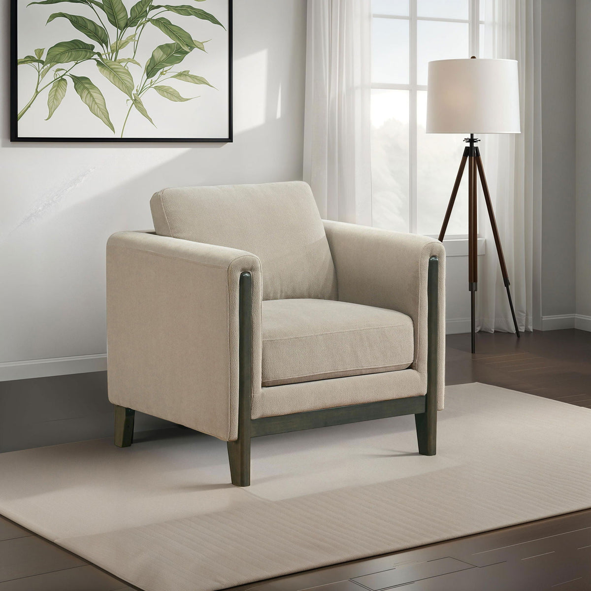 Fisher - Upholstered Panel Arm Accent Chair - Taupe Furniture Max