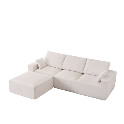 Modular Sectional Sofa With Ottoman, USB And Type C Charger, Petal Armrest Design - Snoozhouse