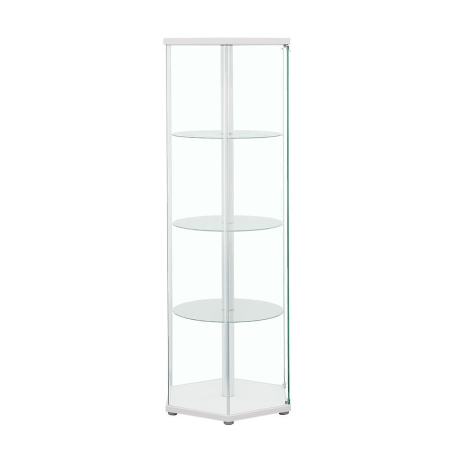 Zahavah - 4-Shelf Hexagonal Clear Glass Curio Cabinet CoasterEveryday