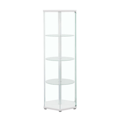 Zahavah - 4-Shelf Hexagonal Clear Glass Curio Cabinet CoasterEveryday