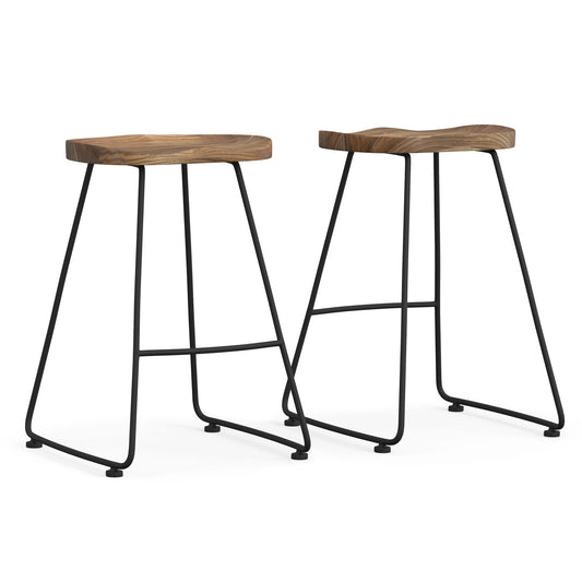 Amberly - Rustic Saddle Bar Stool (Set of 2) Simpli-Home