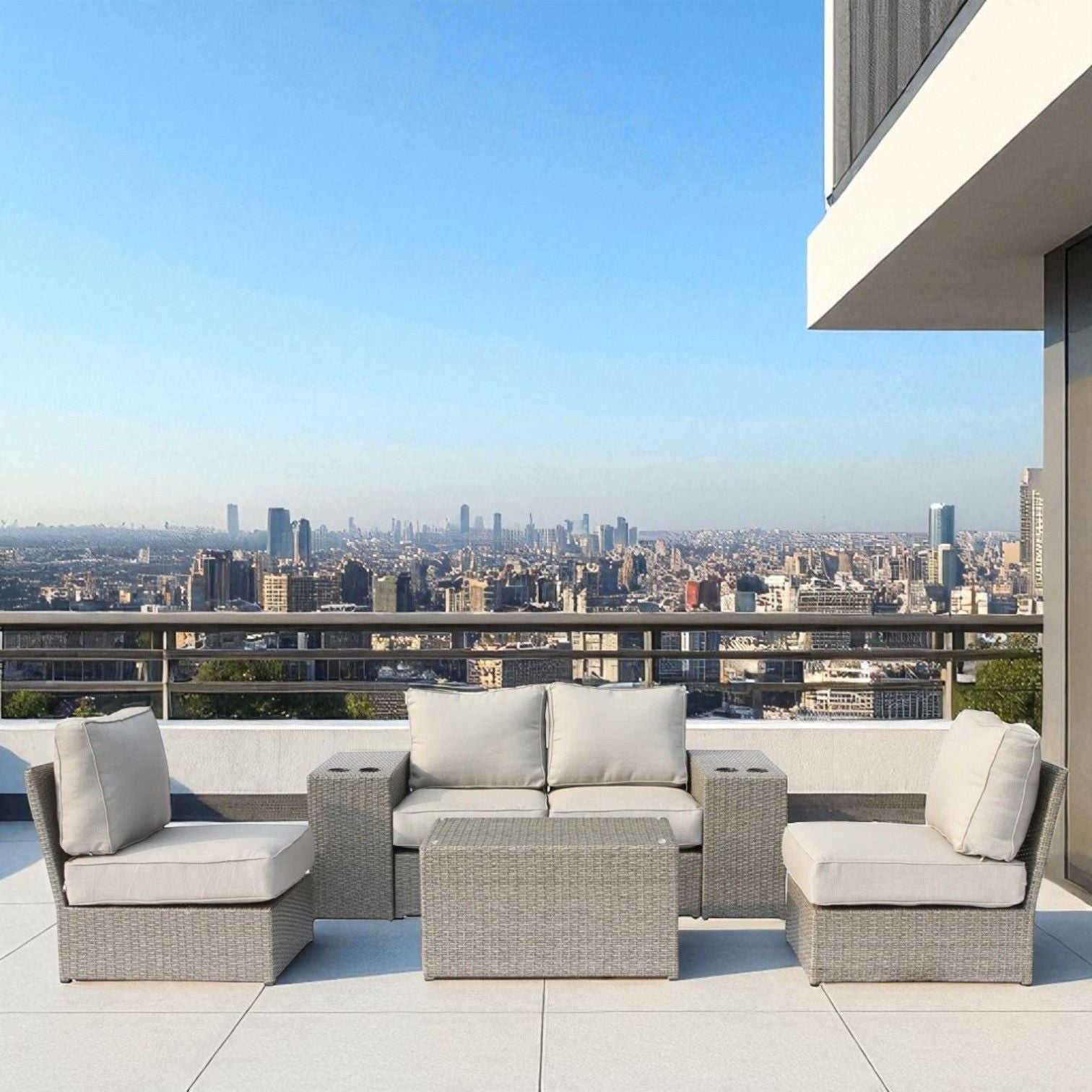 Stylish Modular Wicker Patio Seating Group LSI Patio Furniture