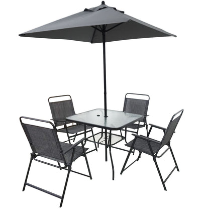 Outdoor Patio Dining Set For 4 People, Metal Patio Furniture Table And Chair Set With Umbrella - Black Home Essentials