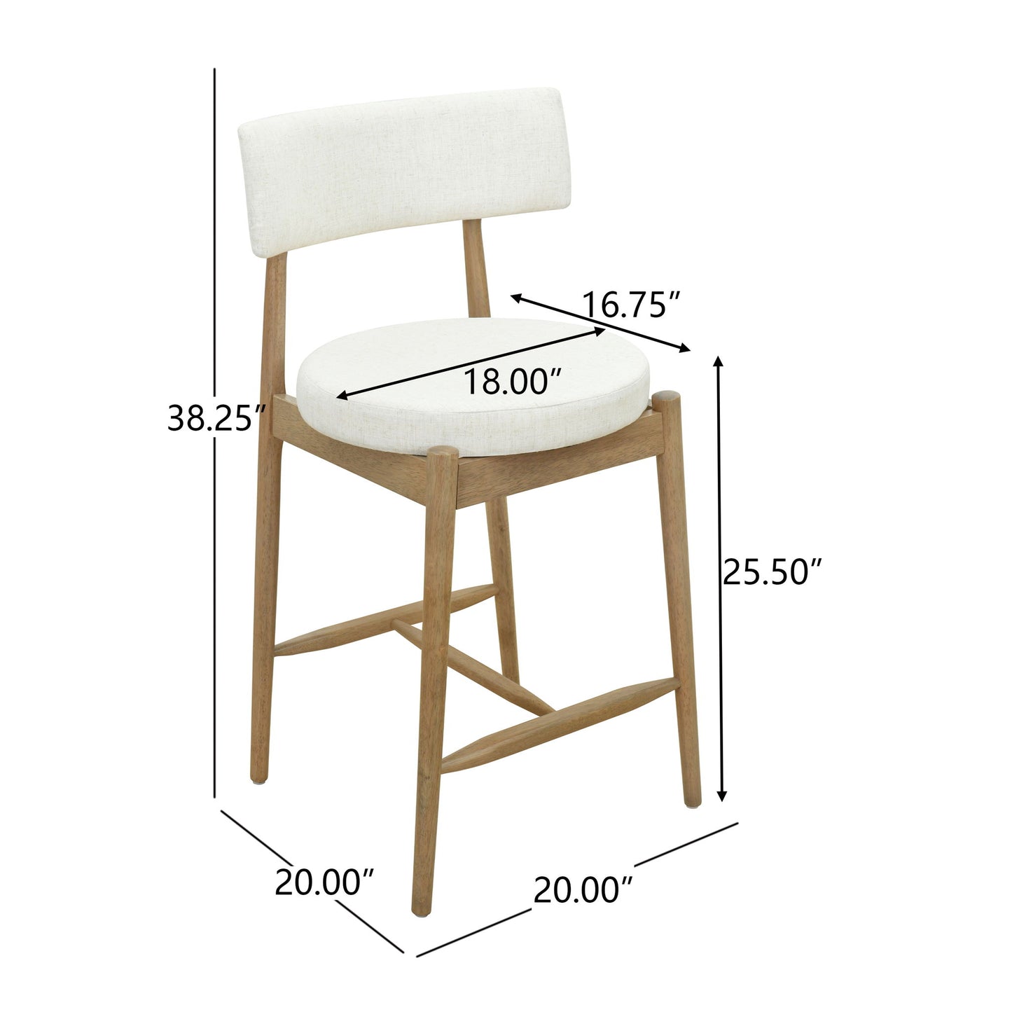 Mid Century Modern Counter Stools, Fabric Upholstered Chairs Noble House