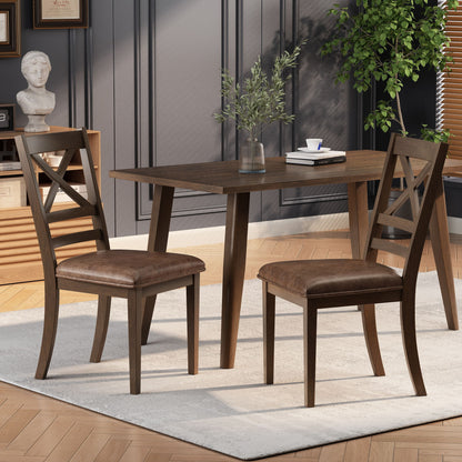 Country Style Dining Chairs (Set of 2) With Cross Back Design - Brown Noble House