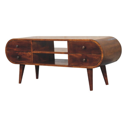 Circular Media Unit With 2 Open Slots Artisan Furniture
