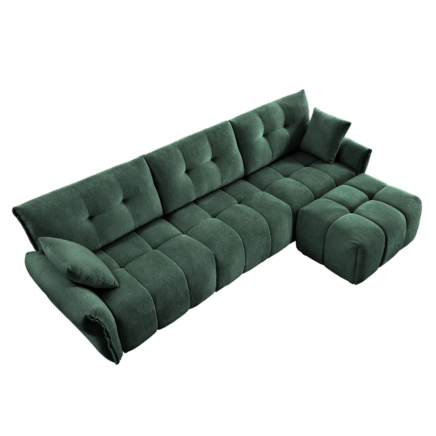Sofa Set With Ottoman And Pillows, Textured, High Resilience Cushions Home Essentials