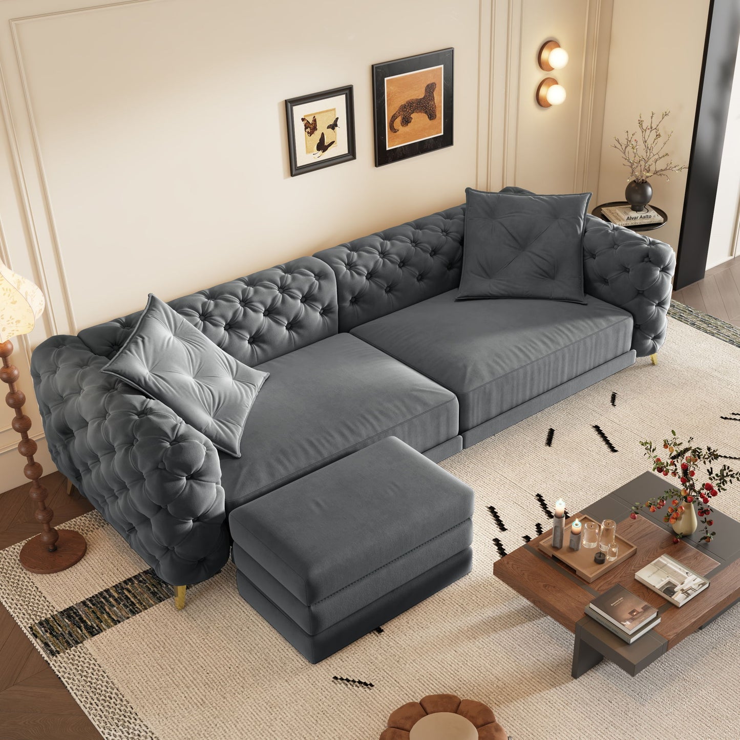 3 In 1 Convertible Sleeper, Deep Seat Pull Out Sofa Bed, Button Tufted Home Essentials
