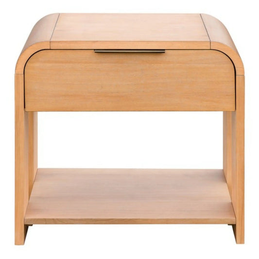 1 Drawer Waterfall Nightstand With Mid Century Design - Natural JLA