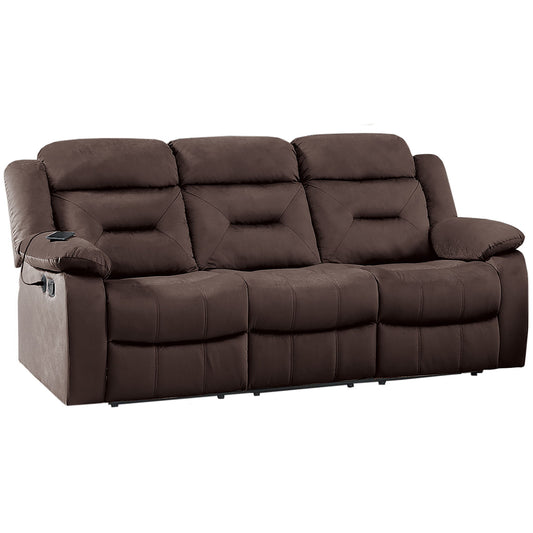 Modern Recliner Sofa With Pillow Arms, Plush Backrest, Horizontal Tufting, USB Charging Port Home Essentials