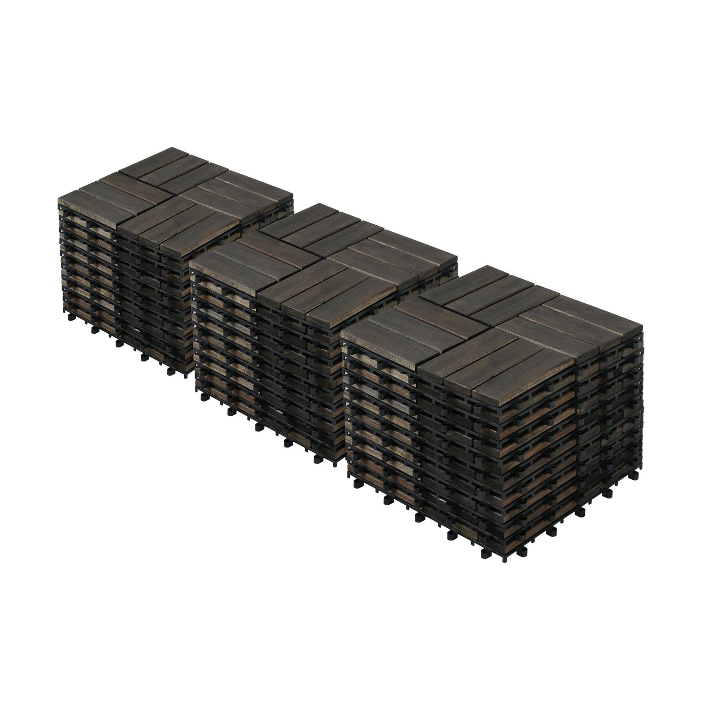 Acacia Wood Interlocking Deck Tiles Checker Pattern For Outdoor Flooring Daily Nest