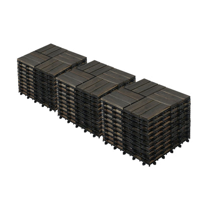 Acacia Wood Interlocking Deck Tiles Checker Pattern For Outdoor Flooring Daily Nest