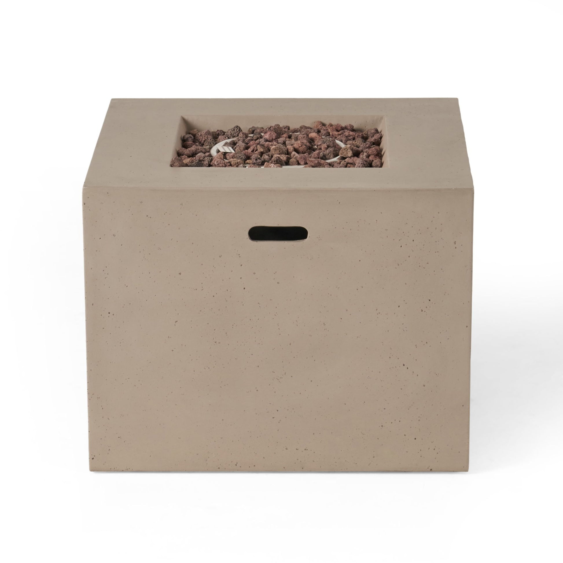 Outdoor Patio Square Gas Burning Concrete Fire Pit 40,000 Btu Noble House
