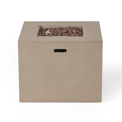 Outdoor Patio Square Gas Burning Concrete Fire Pit 40,000 Btu Noble House