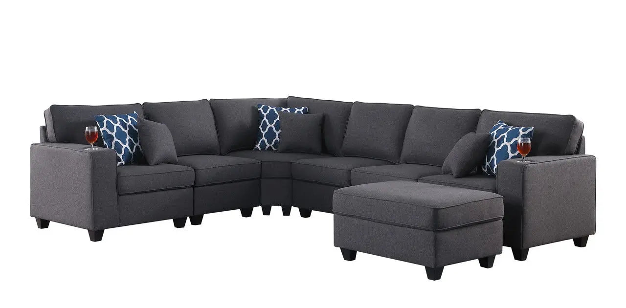Cooper - Comfort Sectional Sofa With Ottomans And Cupholder Lilola Home