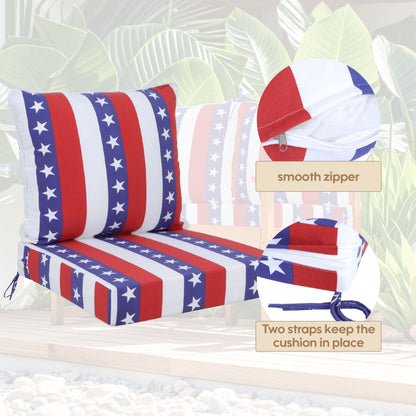 24X24 Inch Outdoor Deep Seat Cushion Set Waterproof Fade Resistant Patio Furniture Cushions With Removable Covers, Adjustable Straps & Handles (Set of 2) - Red Home Essentials