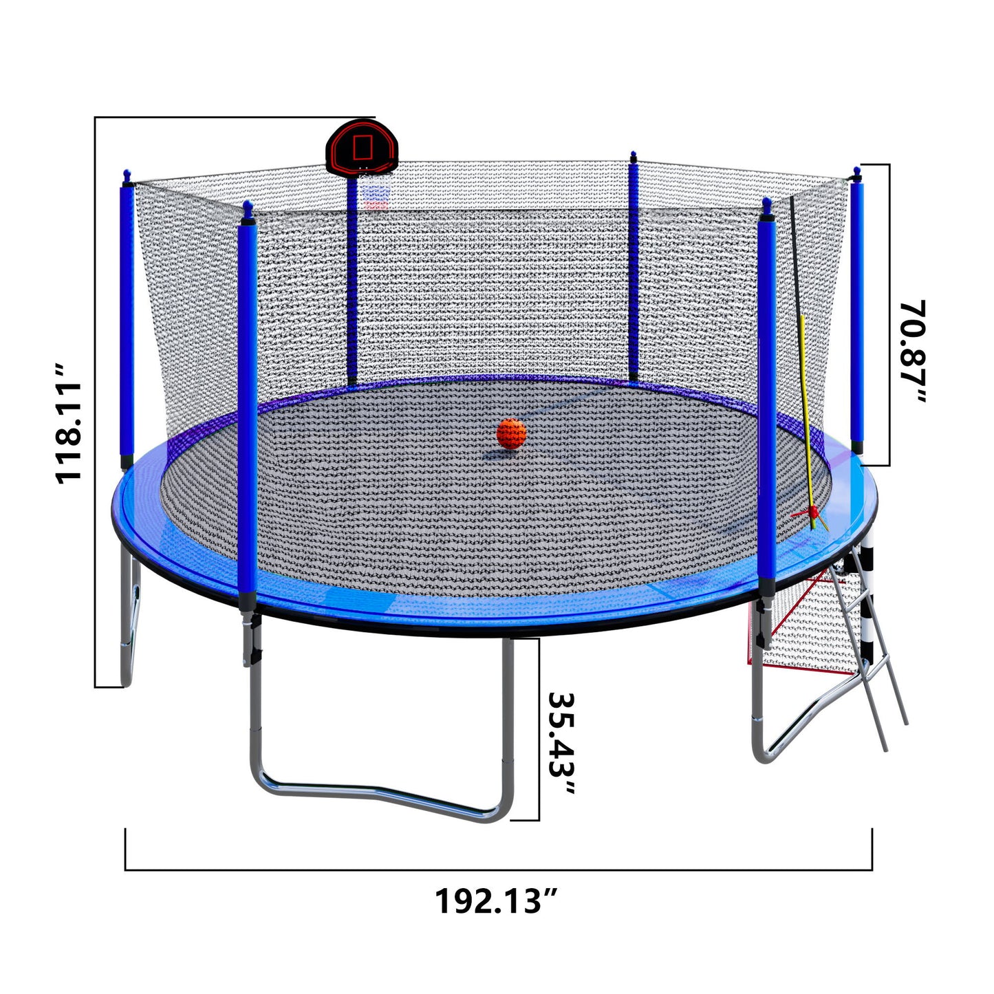 16Ft Trampoline With Basketball Hoop Pump And Ladder (Inner Safety Enclosure) With Soccer Goal Daily Nest