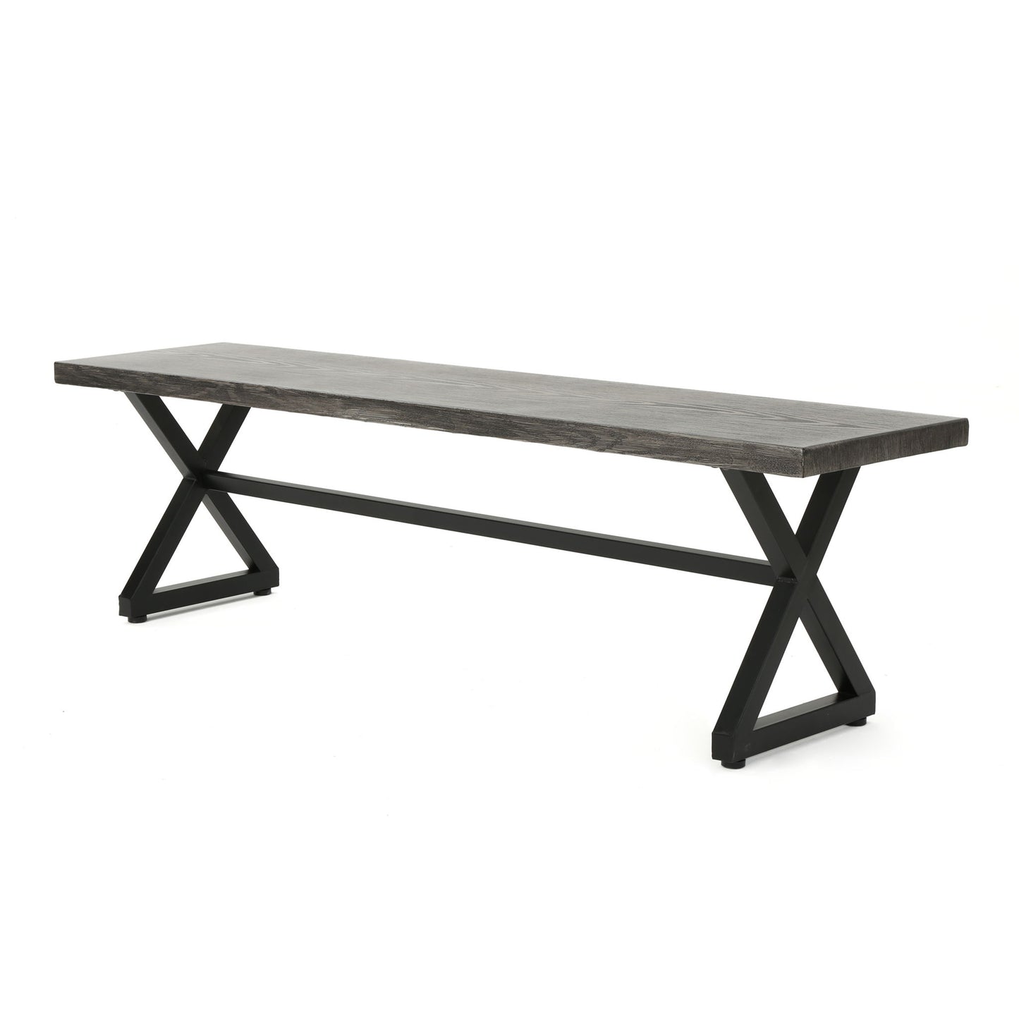 Modern Aluminum Outdoor Dining Bench With X Base Noble House