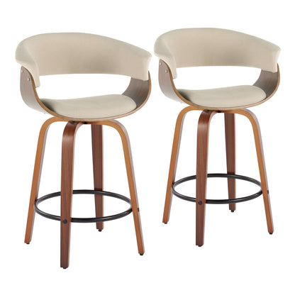 Vintage Mod - Mid Century Modern Fixed Height Counter Stool & Swivel With Round Footrest (Set of 2) Lumi Source