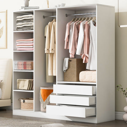Doorless Storage Wardrobe For Dedroom With Shelves And 3 Drawers Timeless Haven