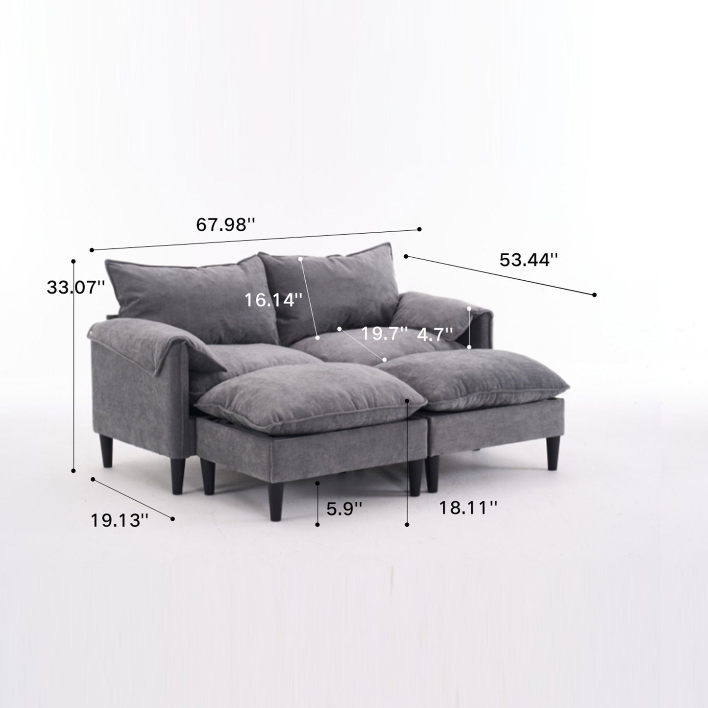 Convertible Combination Sofa With Footstools With Storage Home Essentials
