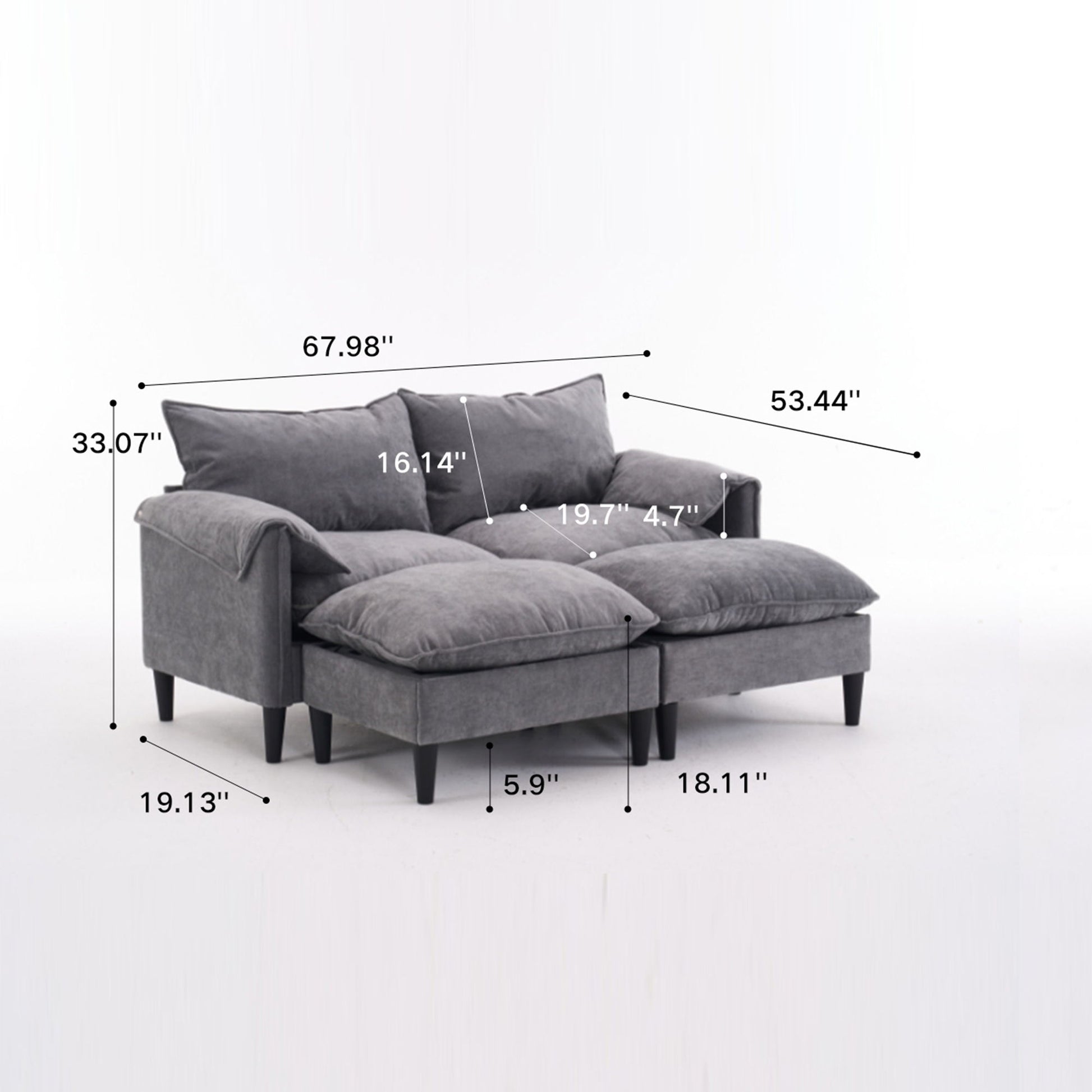 Convertible Combination Sofa With Footstools With Storage Home Essentials