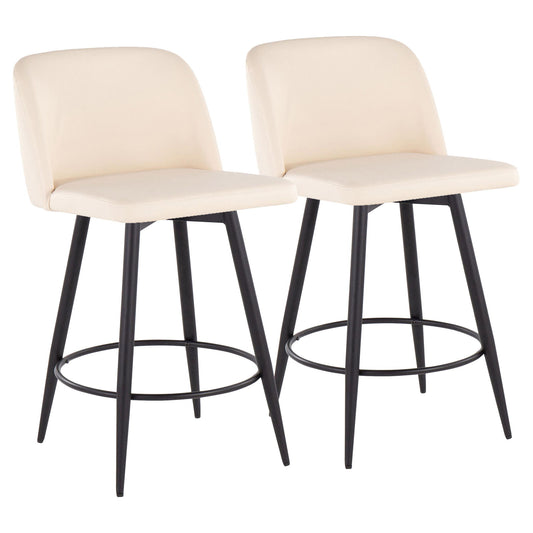 Toriano - Contemporary Fixed-Height, Counter Stool With Swivel With Round Footrest (Set of 2) Lumi Source
