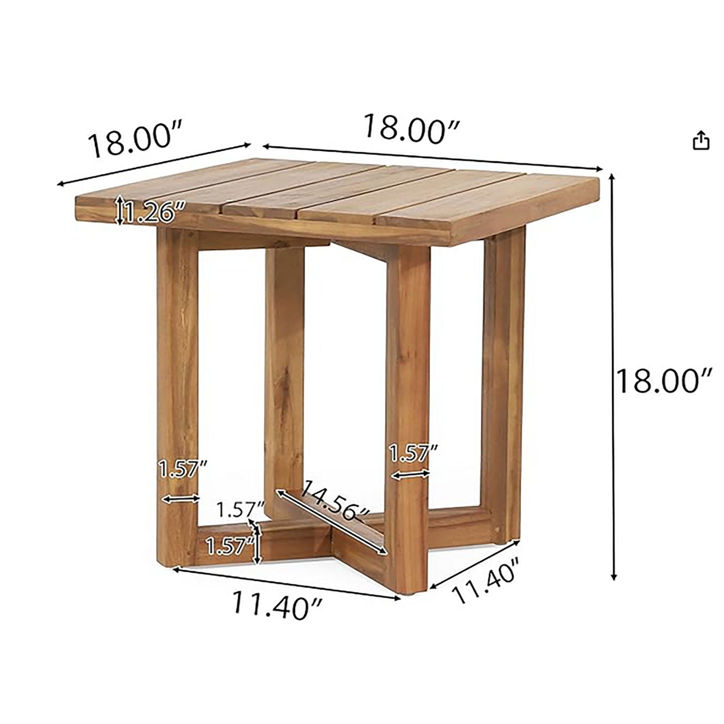 Ella - Square Side Table With Cross Stretcher Base Noble House