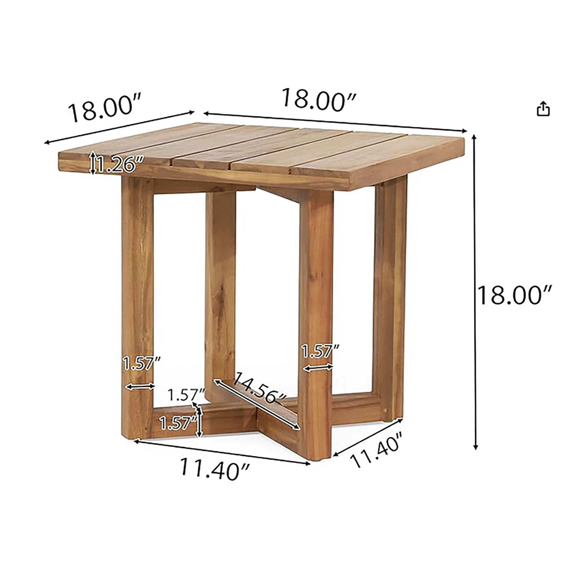 Ella - Square Side Table With Cross Stretcher Base Noble House
