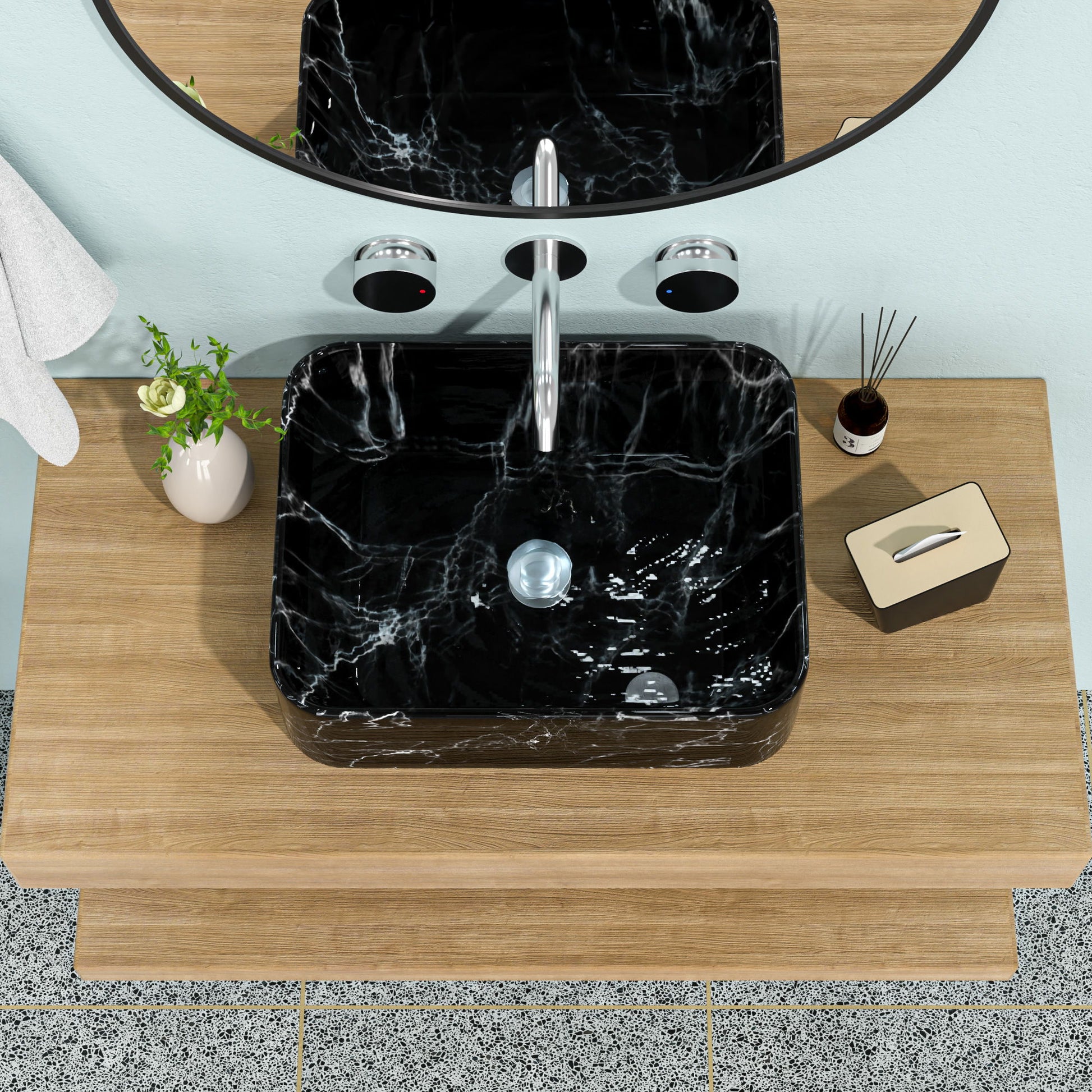 Rectangular Vessel Bathroom Sink - Black / Gray Daily Nest