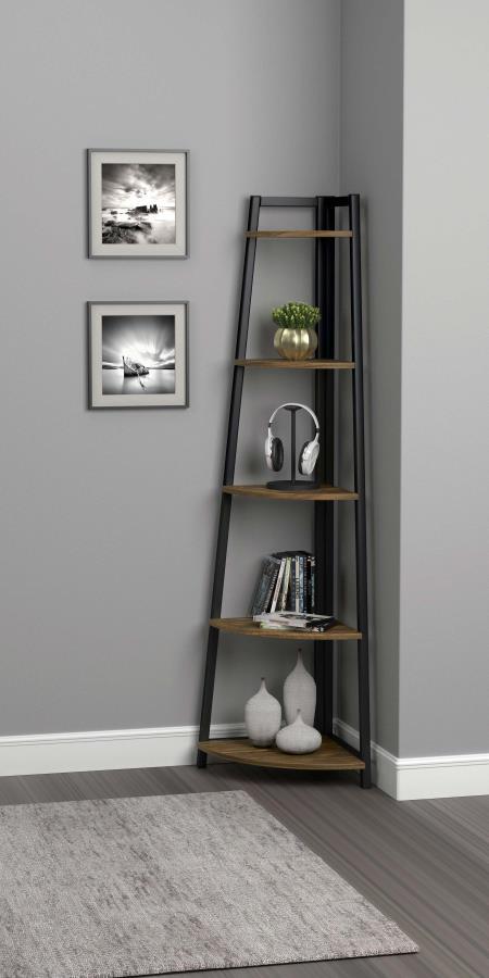 Jacksonville - 5-Shelf Bookshelf - Black And Aged Walnut CoasterEveryday