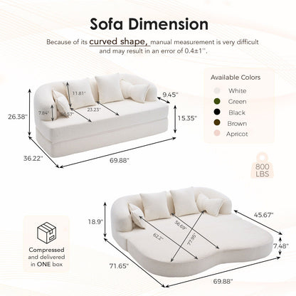 Foldable Sofa Bed, Boneless Couch Convertible Sleeper With 4 Pillows Home Essentials