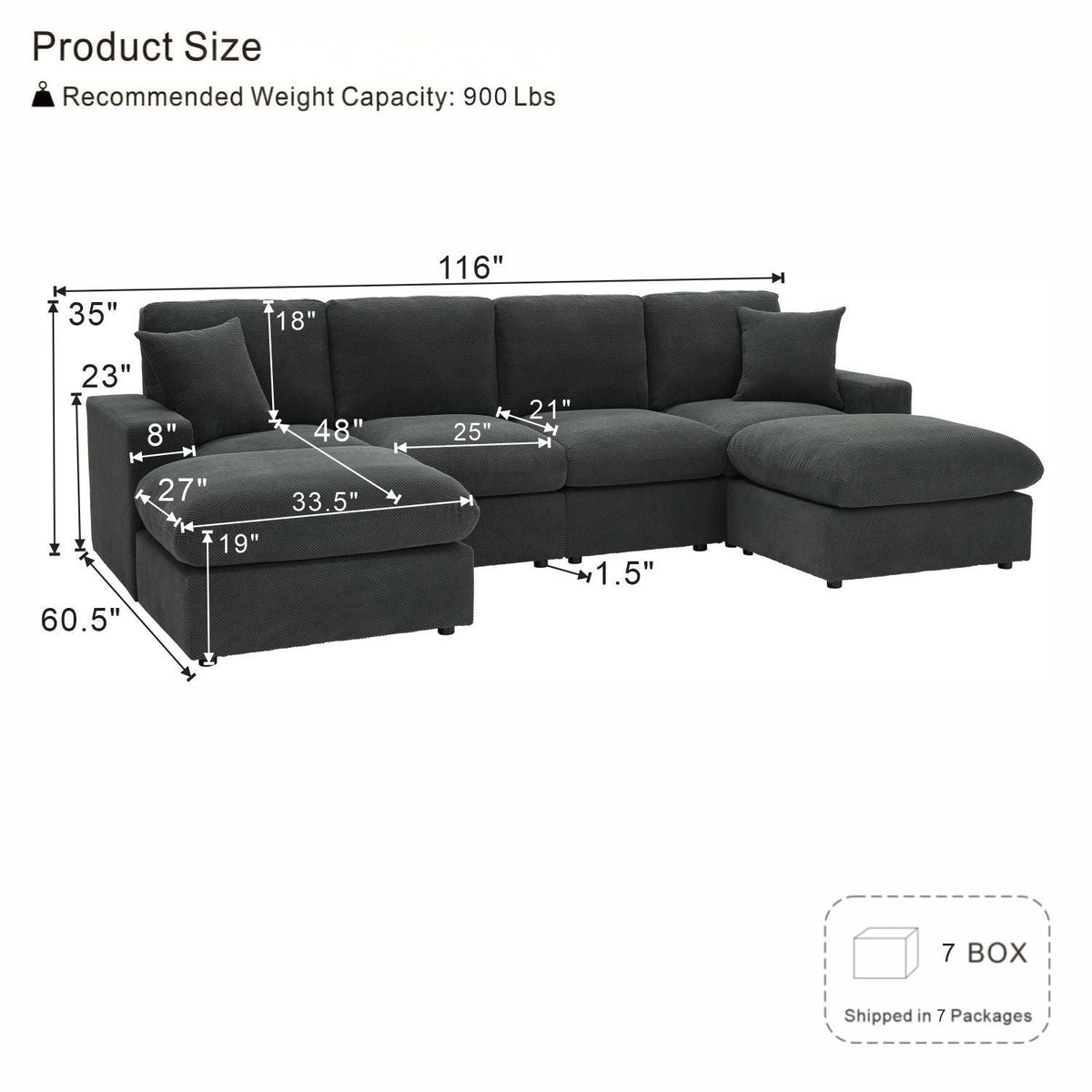 Sectional With 2 Ottomans Home Essentials