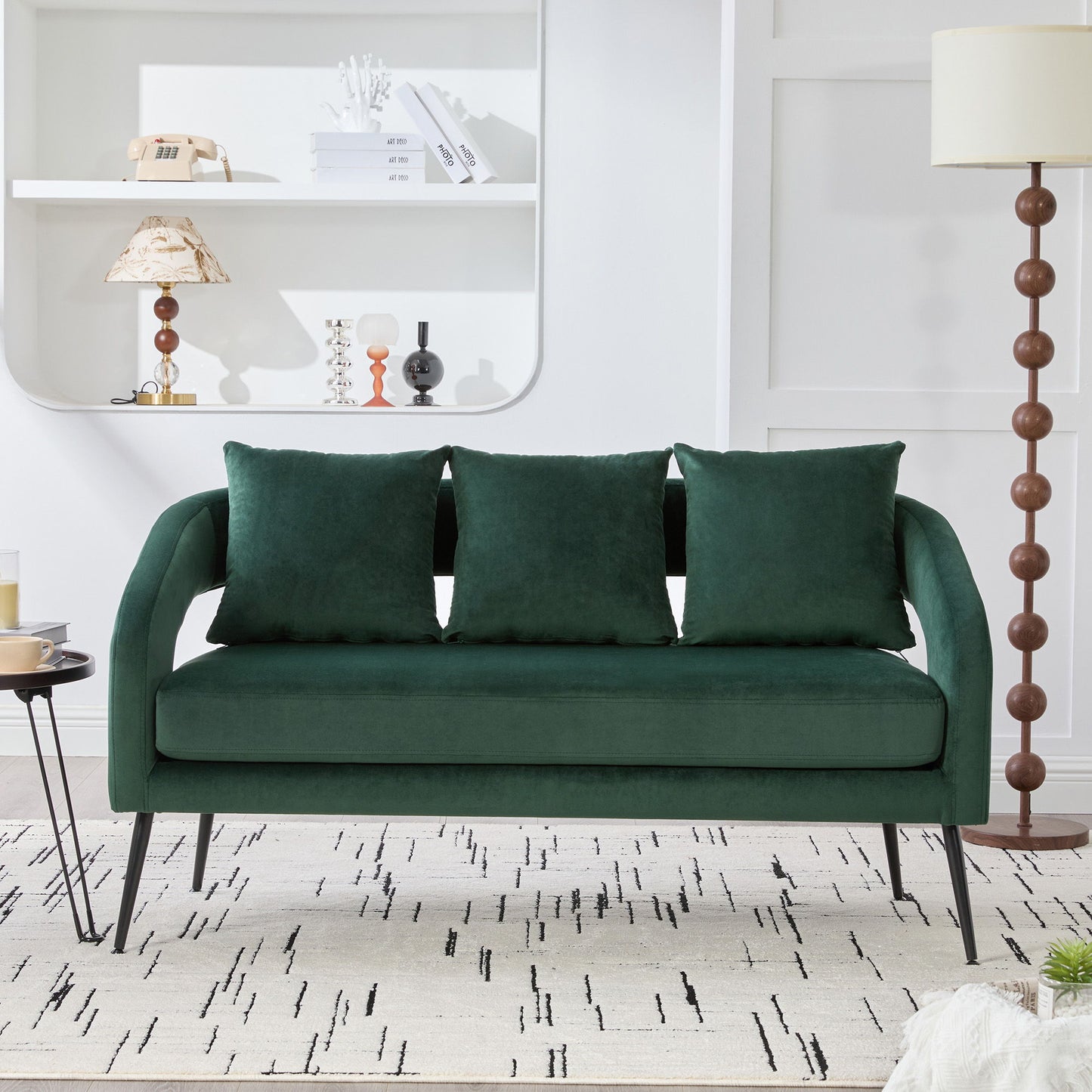Open Back Loveseat Settee With 3 Pillows Home Essentials