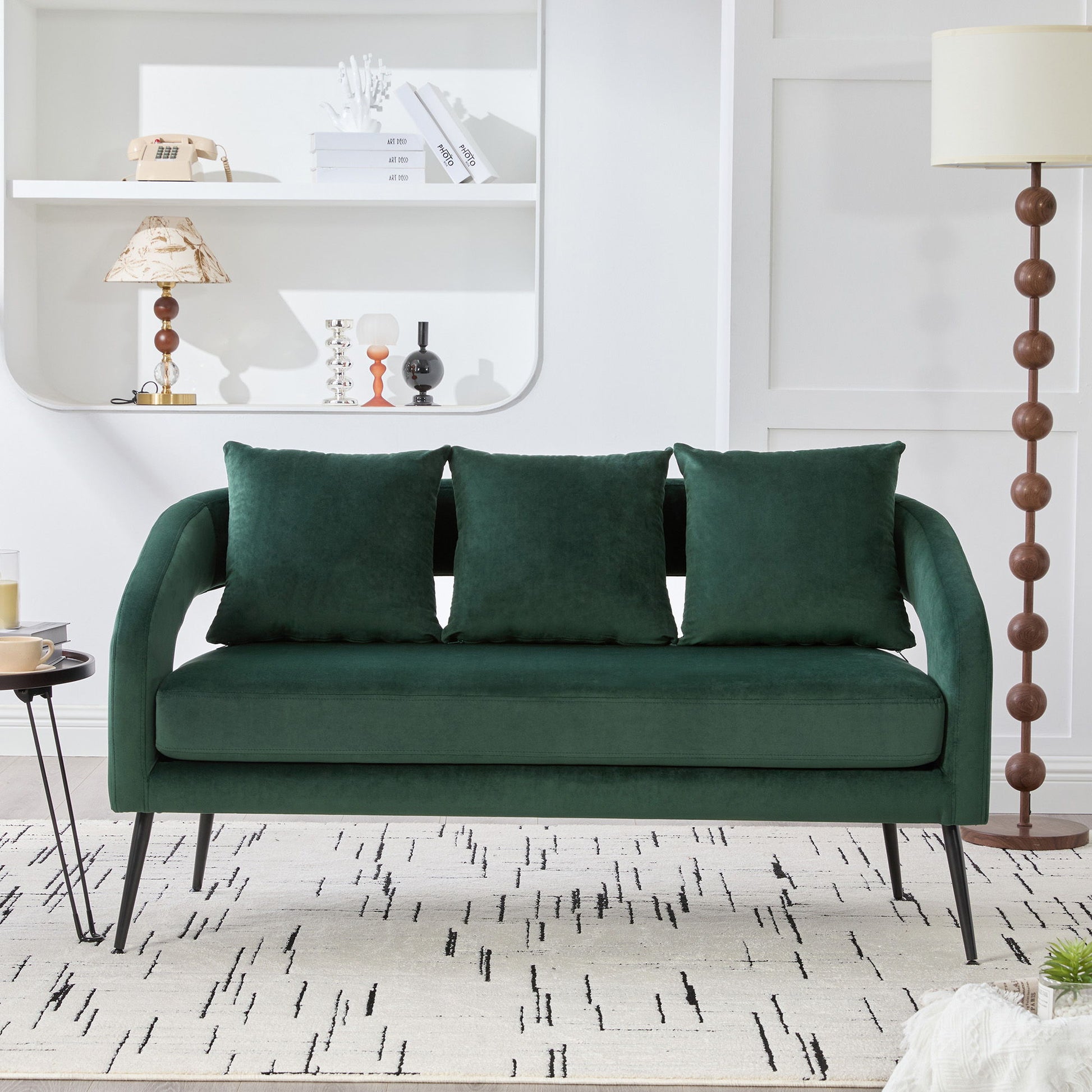 Open Back Loveseat Settee With 3 Pillows Home Essentials