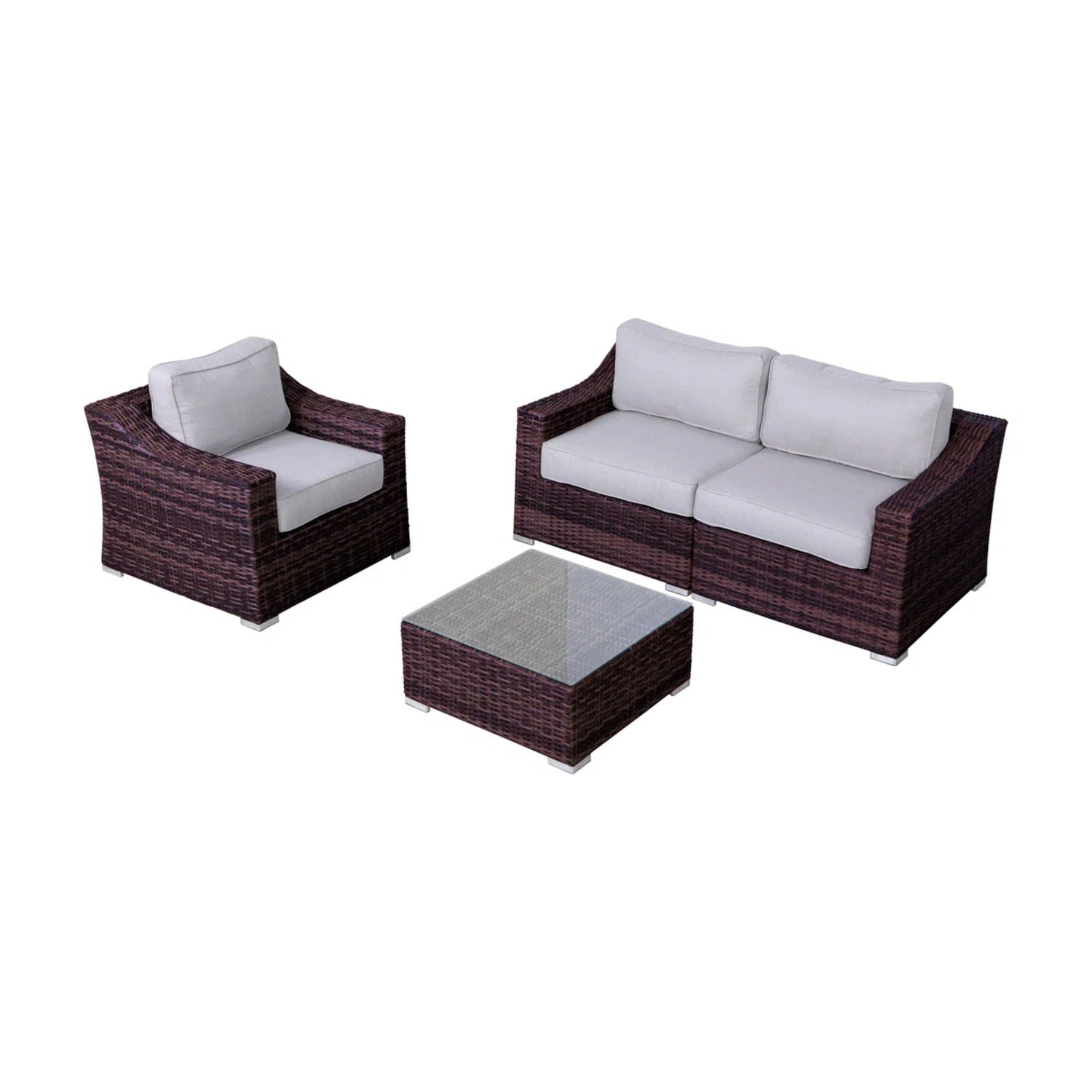 Outdoor Wicker Conversation Set With Cushions, All Weather LSI Patio Furniture