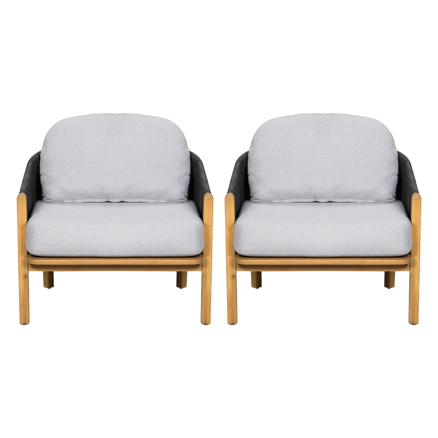 Grotta - Outdoor Wood Club Chair (Set of 2) Noble House