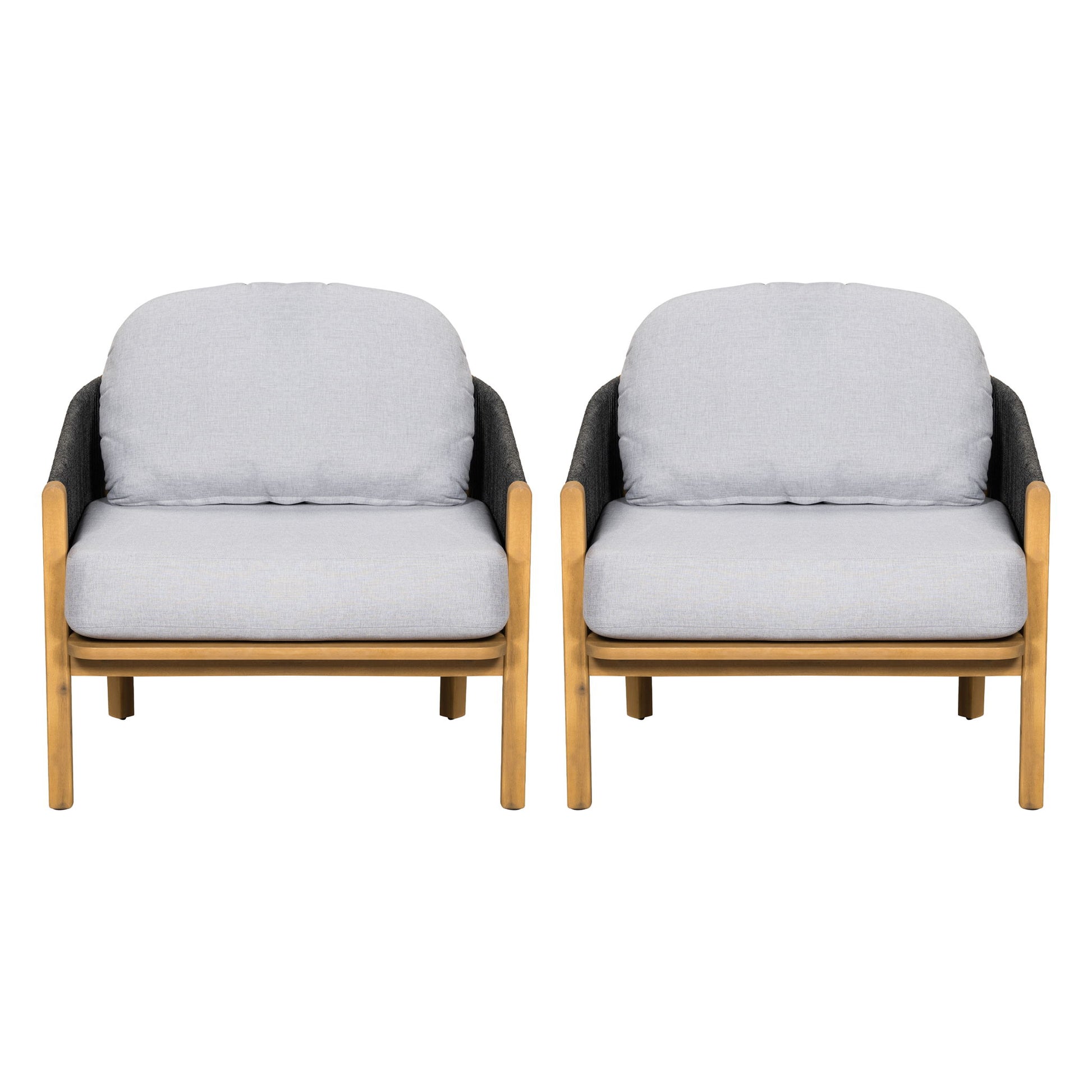 Grotta - Outdoor Wood Club Chair (Set of 2) Noble House