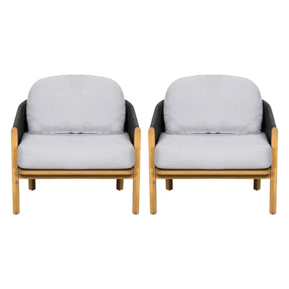 Grotta - Outdoor Wood Club Chair (Set of 2) Noble House