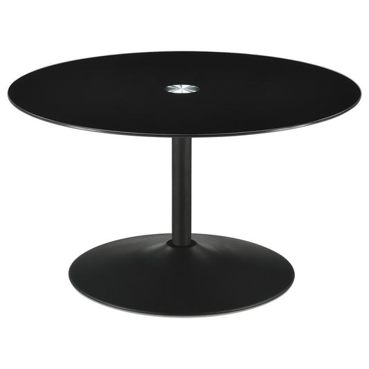 Ganso - Round Metal Coffee Table With Tempered Glass Top - Black