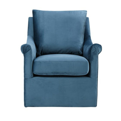 Swivel Chair With Curved Arms And Straight Back - Blue JLA