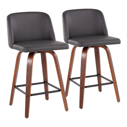 Toriano - Mid Century Modern Fixed Height Counter Stool & Square Footrest (Set of 2) Lumi Source