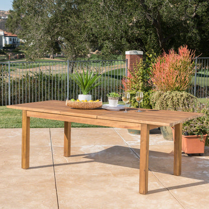 Wilson - Expandable Dining Table With Slat Design - Teak Acacia Wood Noble House