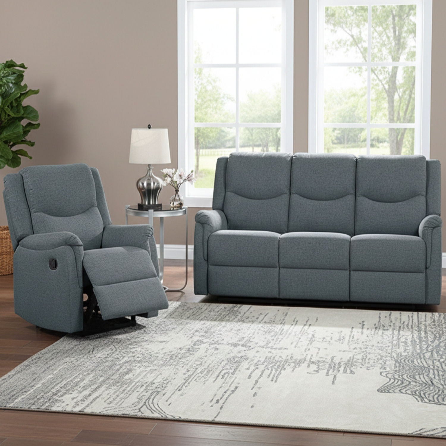 Modern Style Living Room Set, Manual Motion Home Essentials