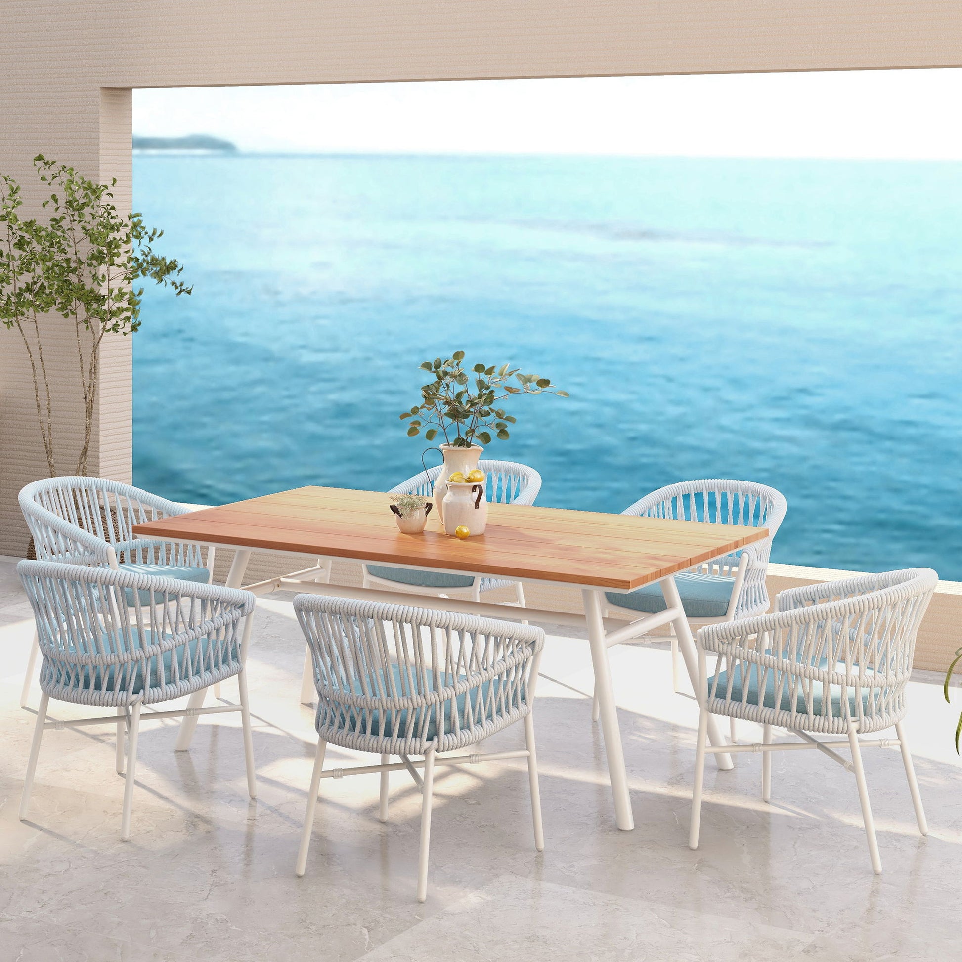 Maiden - 6 Seater Patio Dining Table - Natural Teak Jennifer Taylor Home