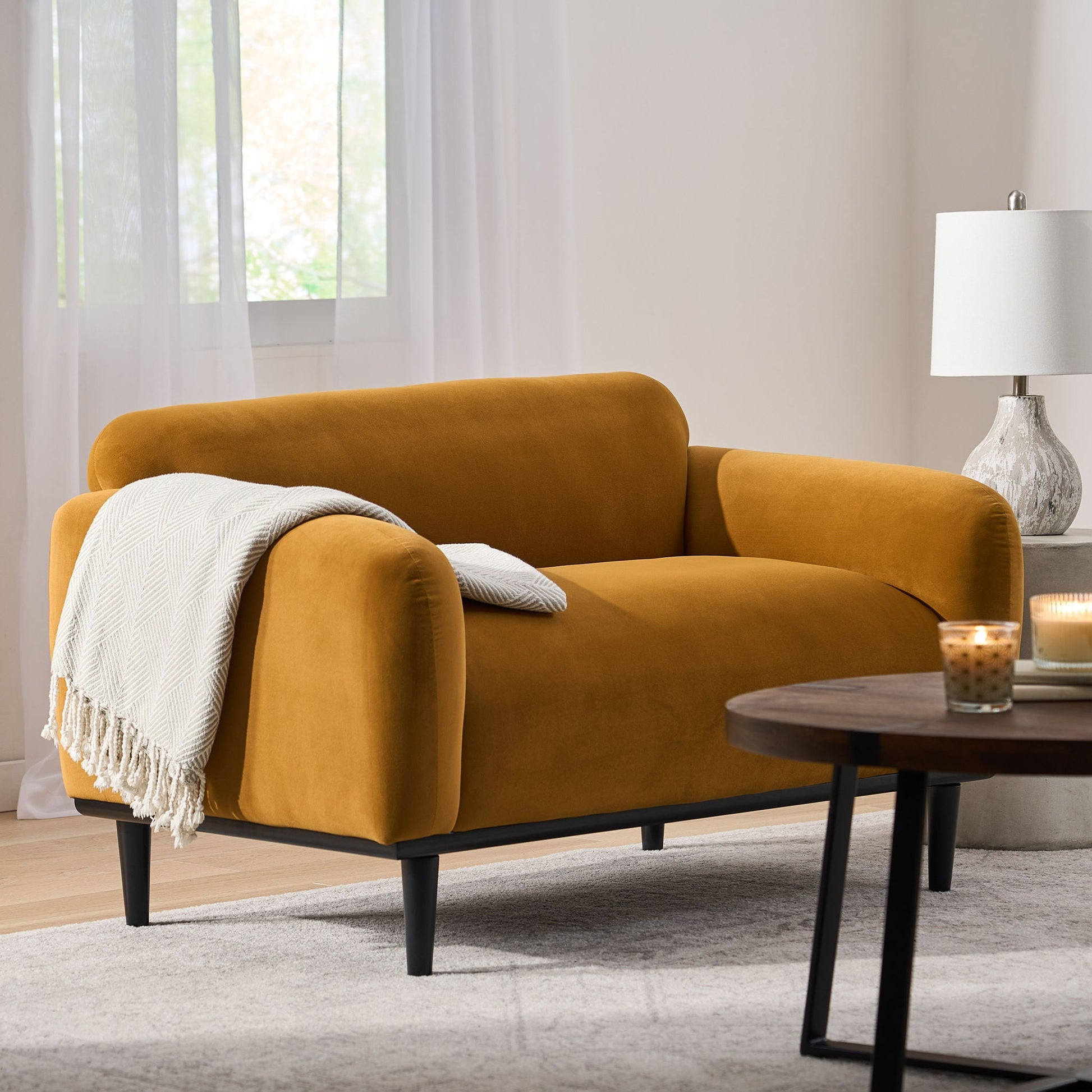 Sway - Upholstered Loveseat With Wood Legs And Round Arms Noble House